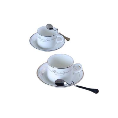 China Viable Custom Logo Nordic Ceramic Coffee Tea Cup And Saucer Set With Spoon for sale