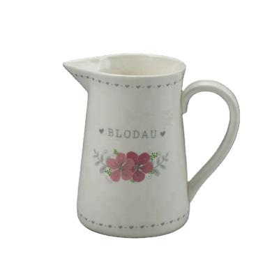 China Viable Wholesale Custom Logo Printing Ceramic Jug Porcelain Coffee Milk Pitcher for sale