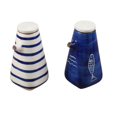 China Customized Viable Cheap Ceramic Japanese Style Logo Vinegar Bottle Sauce Dispenser for sale