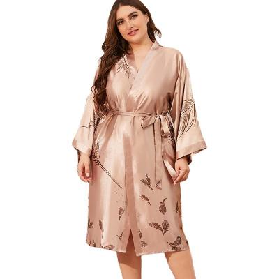 China 2022 QUICK DRY ice silk women's nightgown spring summer bathrobe plus size ladies pajamas wholesale for sale