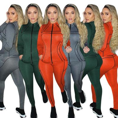 China Jogging Two Piece Set Lady Yoga Cotton Women's Sportswear Fashion Cardigan Slim Fit Sweatshirt Breathable Sweatsuit for sale