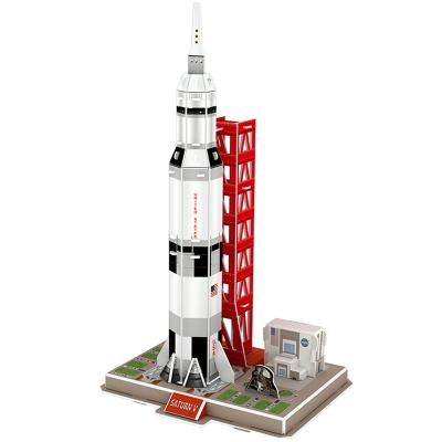 China Educational Toy 3D Paper Jigsaw Puzzle Space Model Kids Building Blocks Educational Paper Saturn V Jigsaw Puzzle Toys Set For Children for sale