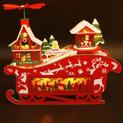 China Cartoon Toy Hot Sale DIY Dolls House Christmas Decorations 3D Miniature Wooden Dollhouse Toys For Kids Xmas Gift for sale