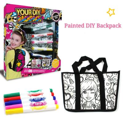 China DiY DIY toys educational painting. Creative design of white colored fabric filling handbag for kids for sale