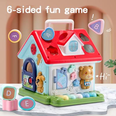 China ABS+PP+PC Baby Educational Activity First Cube Musical House Toys Children Learning Game Blocks Xylophone Piano Cube With Light for sale