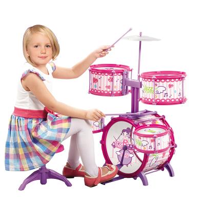 China Toy Modern Design Musical Educational Instrument Toy Rock Roll Jazz Drum Set Drum Kit For Kids Drum Play Set Toy With Stool for sale