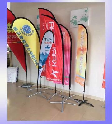 China Fiberglass poles stainless steel base flying banner teardrop/feather/square beach flag for sale