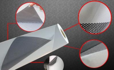 China Solvent printable perforated vinyl 140mic One Way Vision Sticker For Window Graphics for sale