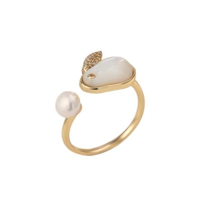 China Fashion TRENDY Hot-selling gold plated pearl rings jewelry natural pearl ring for women or girls for sale