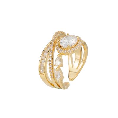 China FASHIONABLE Ladies Jewelry Good Quality Classic Zircon Gold Rings Big For Women Vintage Trendy Earrings for sale