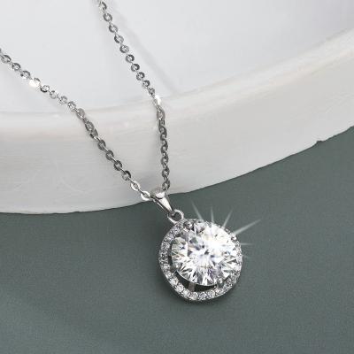 China TRENDY 2.0CT Moissanite Diamond Necklaces For Women 925 Sterling Silver D Color VVS1 Around Moissanite Necklace 18 Inch Chains Gift For for sale