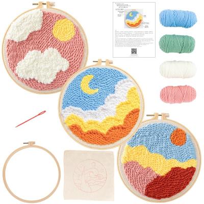 China Europe DIY folk art and collectible punch needle home fabric textile use and diy kit embroidery set for sale