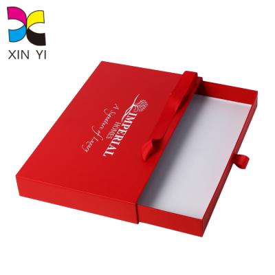 China Recycled Materials Like Custom Paper Packaging Red Slide Drawer Box Clothing Shoe Packaging for sale