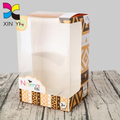 China Recyclable Custom Made Custom Christmas Doll Toy Doll Gift Package Box Window Paper Boxes With PVC for sale