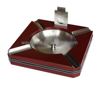 China Wooden Wood And Metal Cigar Ashtray With Cigar Cutter for sale