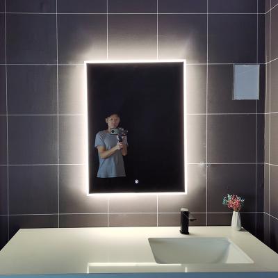 China 2022 New Style Magnifying Rectangular Bathroom Customized Decorative Led Backlit Vanity Mirror for sale