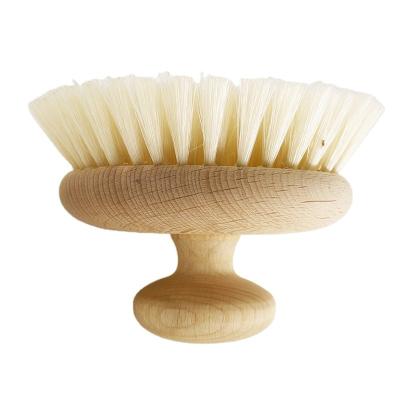 China Sustainable Solid Wood Round Head Kitchen Utensils Dishes Brush Pot Brush for sale