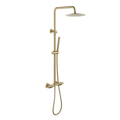 China With Slide Bar New Fashion Single Handle Valve Core Bath Shower Faucet Gold Finished Ceramic Mixer Sets for sale