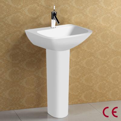 China Modern Europe Standard CE White Glazed Ceramic Pedestal Wash Basin for sale