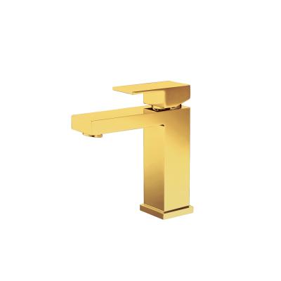 China Modern Luxury Hot Cold Water Supply Deck Mounted Single Hole Wash Basin Use Single Handle Gold Faucet for sale