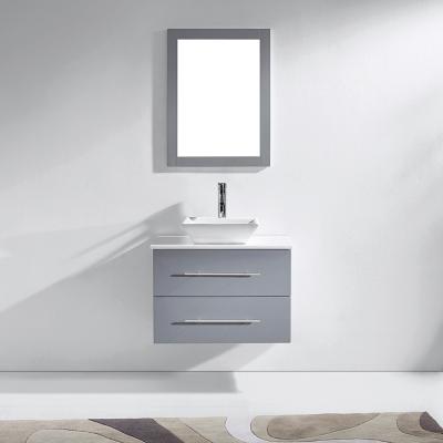 China Modern Simple Wall Mounted Sink Bathroom Cabinets Oak Wood Bathroom Vanity With Mirror for sale