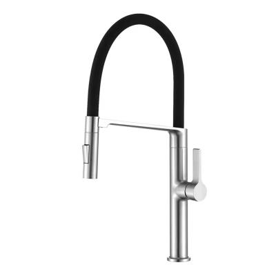 China Modern Pull Out Solid Brass Rubber Hose Kitchen Sink Faucets for sale