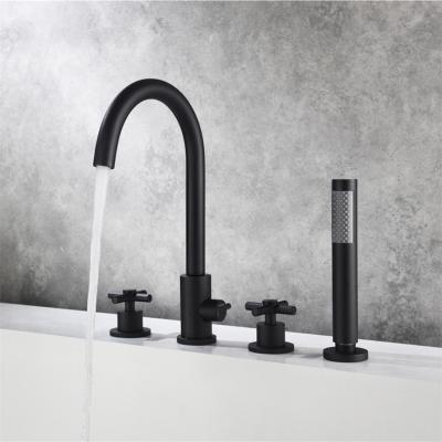 China Without Slide Bar High Quality Hot Cold Mixing Black Triple Bathtub Faucets for sale