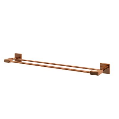 China With Hook Hotel Design Bathroom Rose Gold Double Towel Rack for sale