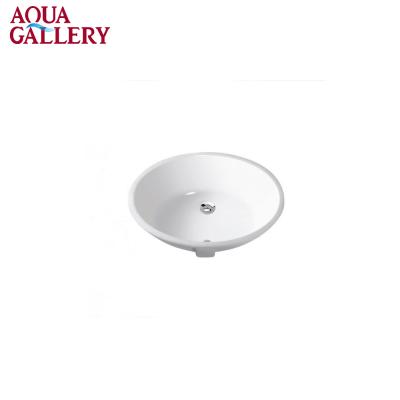 China Modern Contemporary Oval Shape White Glazed Under Counter Mounted Ceramic Bathroom Cabinet Basin for sale