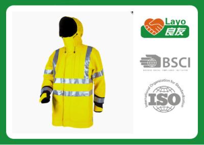 China Long Reflective Safety Rain Jacket Yellow Rain Coat For Police Working for sale