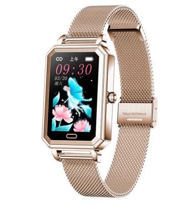 China 2022 Touch Screen Fashion HT2 IP68 Waterproof Women Sports Rose Gold Alloy Steel Band Pedometer Fitness Smart Bracelet for sale