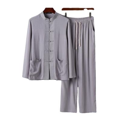 China Men's breathable suits, cotton, canvas, spring and autumn, Chinese style, tunic, men, large size Hanfu for sale