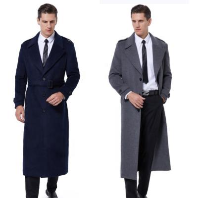 China The knee-length jacket loose men's fashionable woolen men's thick warm trench coat waterproof men's trench coat for sale