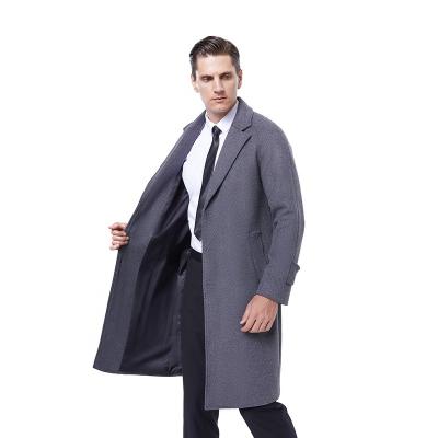 China Thin-Fitting Windproof Thick Lapel Mid Length Woolen Coat For Fall/Winter Men's Plus Size Wool Coat For Men for sale