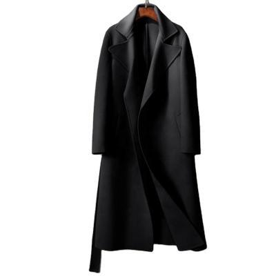 China Windproof Wool Men's Super Long Coat Above - Knee Plus Size British Style Cashmere Double Faced Woolen Coat for sale