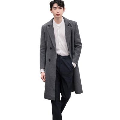 China Woolen Anti-wrinkle Autumn And Winter Jacket Mid Length Mid Length Trenches British Plaid Suit Plus Size Anorak Men for sale