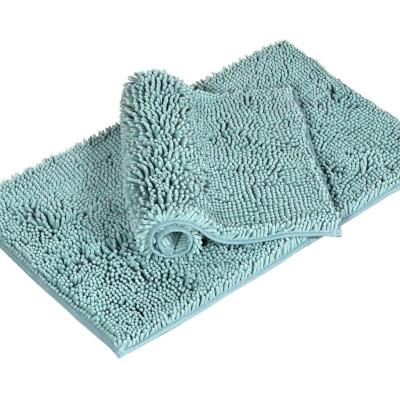 China Durable Warm Extra Soft Absorbent Chenille Extra Soft Absorbent Noodle Polyester Fabric Sale 100% Non-Slip Bath Mat 2 Set for sale