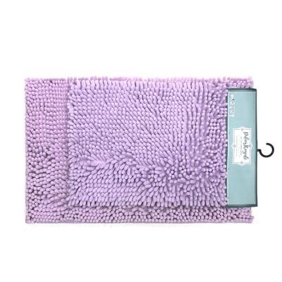 China Noodle Viable Chenille Non-Slip PVC Fabric Bath Mat Set for sale