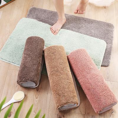 China Microfiber Chenille Water Absorption Shaggy Rug Non Slip Back Durable Solid Bath Mats Bathroom Rug for sale