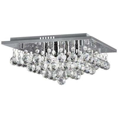 China Modern Stylish Square Chandelier Ceiling Light Crystal Droplets Chrome for sale