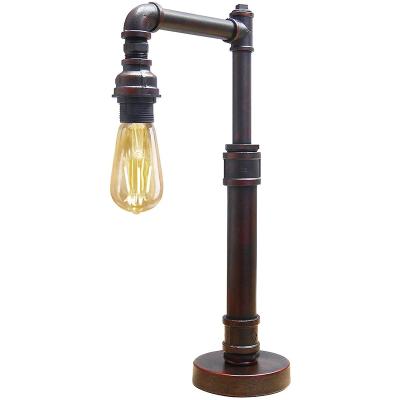 China Vintage Industrial Vintage Water Pipe Table Lamp Copper Rustic Bedside Desk Lamp for sale