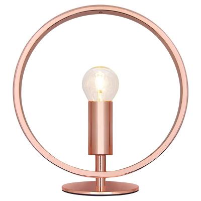 China Retro Retro Polished Copper Lamp Modern Modern Ring Hoop Desk Table Lamp and Bedside Light for sale