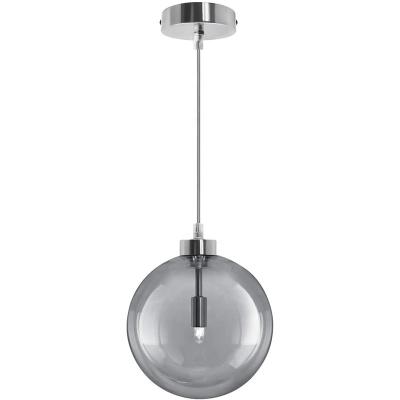 China Gray Smoked Feature Glass Ceiling Modern Vintage Globe Light Pendant Shade With Chrome Bracket for sale