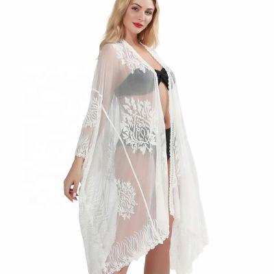 China European and American women's kimono beach swimwear lace crochet blouse anti-static beach skirt for sale