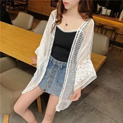 China 2020 New Women Anti-Static Mesh Embroidered Fringe Kimono Cardigan Black Custom Made Summer for sale