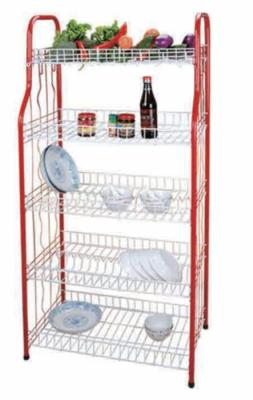 China 4 Tier Standing Type Kitchen Dinner Plate Dish Rack Dish Drying Rack Plate Rack with U Net Shape Unfoldable Basket for sale