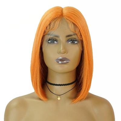 China Cheap Human Peruvian Hair Bob Wigs Gold Supplier Natural HD Silky Straight Orange Lace Front Wigs For Black Women for sale