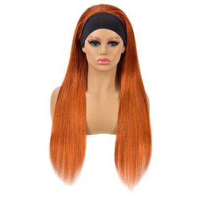 China Fast Shipping Bone Straight No Lace Up Ginger Color Headband Wigs Human Hair For Black Women for sale