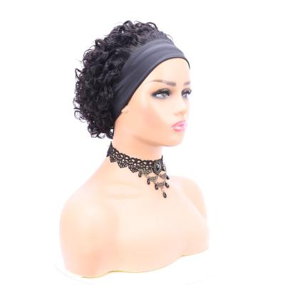 China Short Curly Virgin Brazilian Hair Pixie Cut Headband Wigs Human Hair Wig GS Machine Made Hair With Natural Color for sale