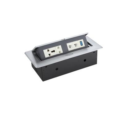 China Commercial Vault Flip Hidden Multimedia Desktop Electrical Socket For Table And Conference Support Custom Make for sale